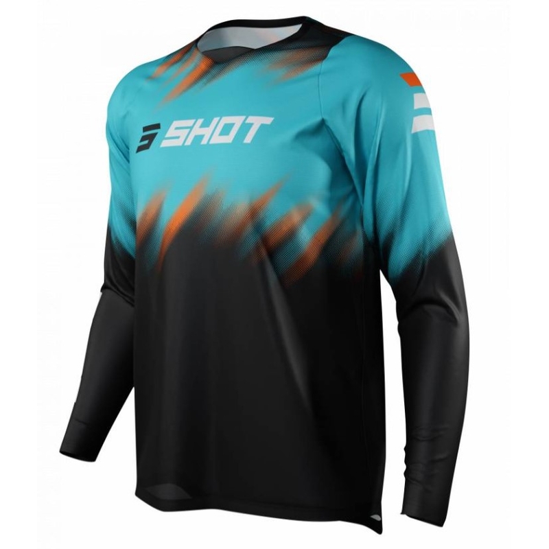 Motokrosový dres Shot Devo Versus čierno-tyrkysový výpredaj