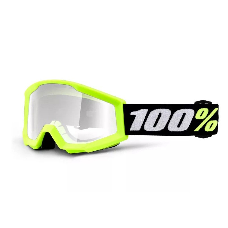 Detské motokrosové okuliare 100 % Strata Mini fluorescenčno žlté (číre plexisklo)