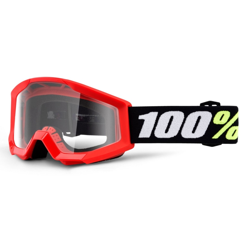Detské motokrosové okuliare 100 % Strata Mini Gron červené (číre plexisklo)