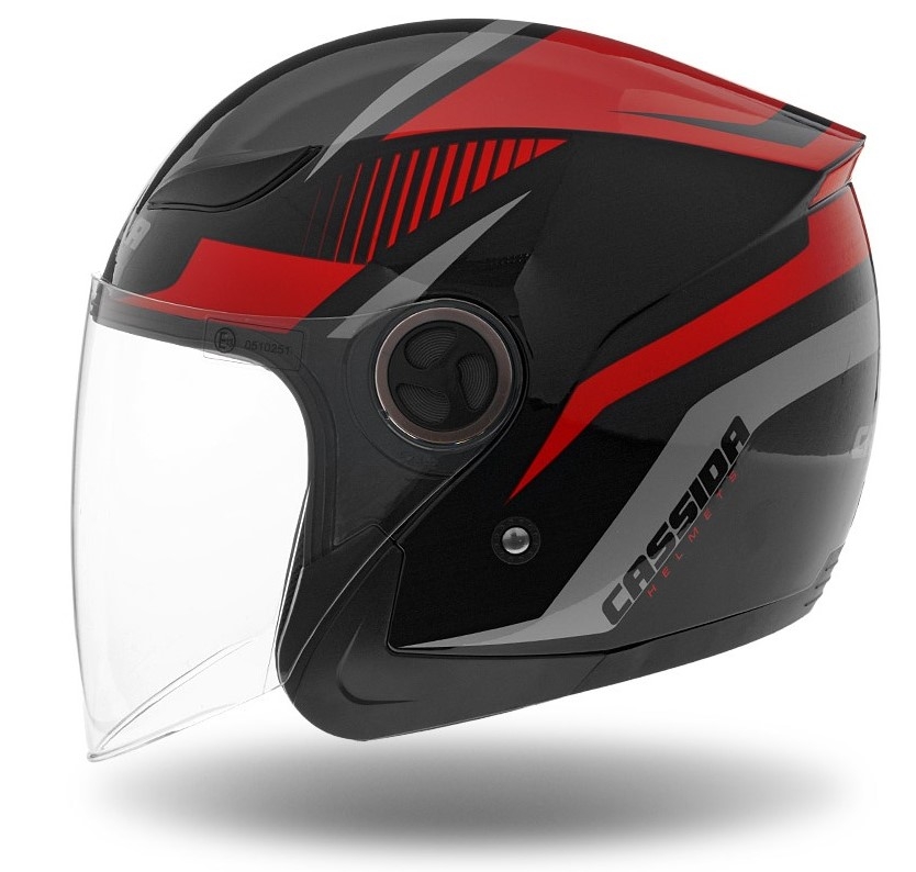 Prilba na motocykel otvorená Cassida Reflex čierno-červeno-sivá Veľkosť: XS