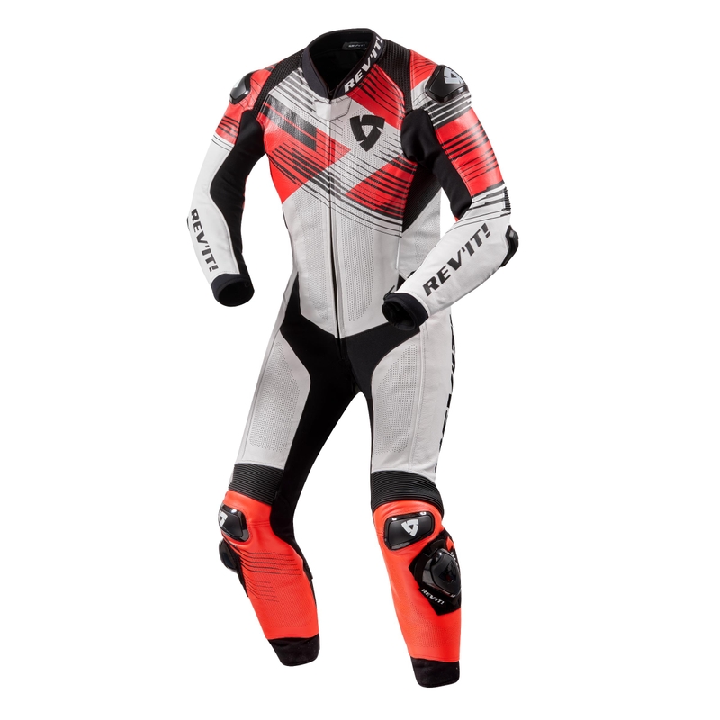 Jednodielna kombinéza na motocykel Revit Apex bielo-červeno-čierna výpredaj