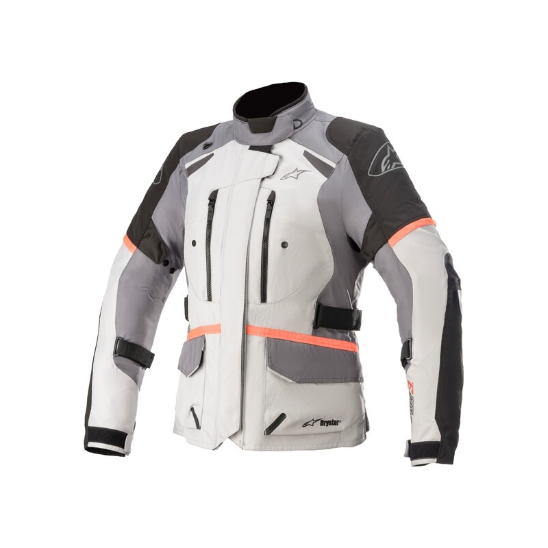 Dámska bunda na motocykel Alpinestars Stella Andes Drystar šedo-čierno-fluorescenčno ružová