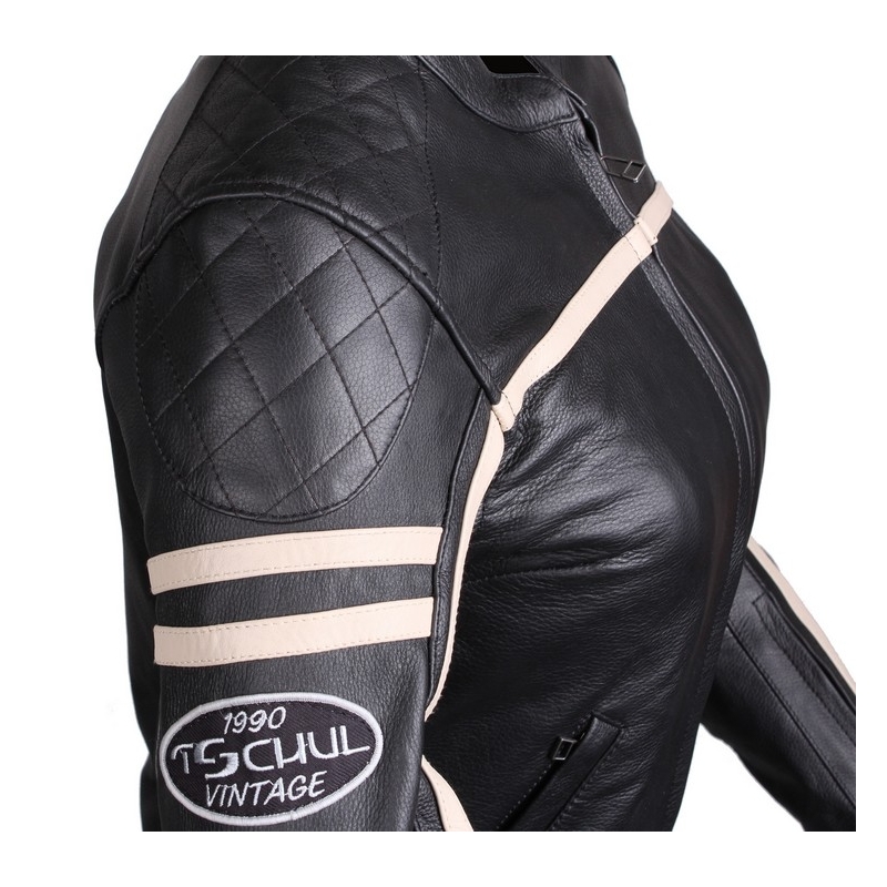Dámska bunda na motocykel Tschul 635 čierno-béžová výpredaj