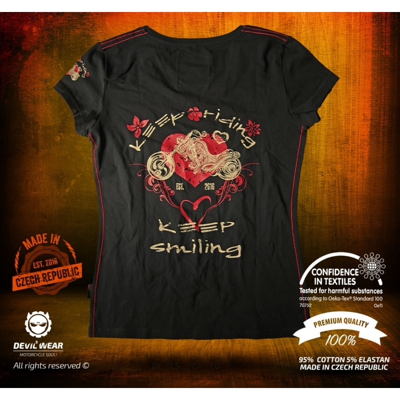Dámske tričko Devils Wear - Keep Riding Keep Smiling