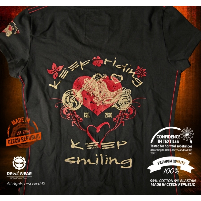 Dámske tričko Devils Wear - Keep Riding Keep Smiling