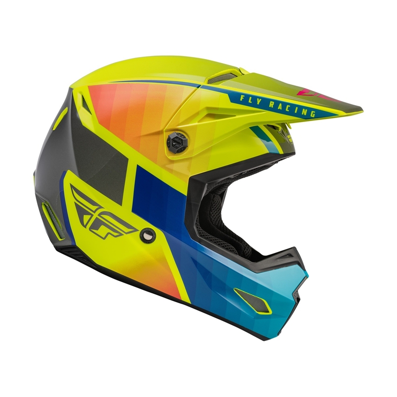 Motokrosová prilba FLY Racing Kinetic Drift modro-fluorescenčno - žlto-šedá