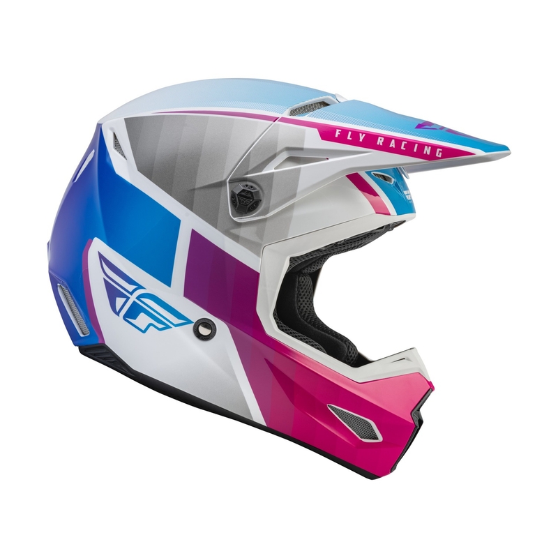 Detská motokrosová prilba FLY Racing Kinetic Drift ružovo-bielo-modrá