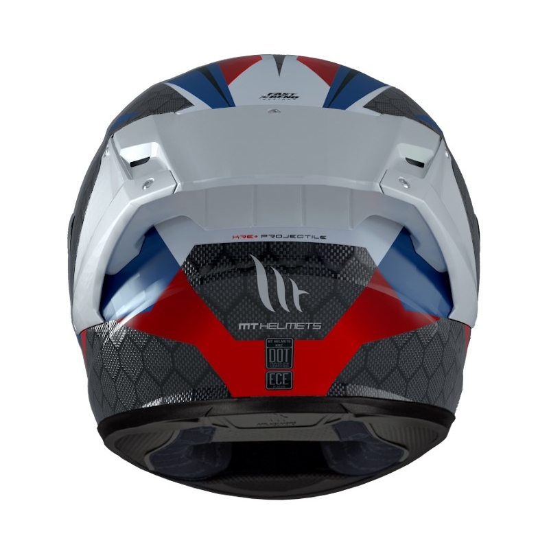 Integrálna prilba na motocykel MT FF103PLUSC KRE+ Carbon Projectile D7 sivo-bielo-červeno-modrá