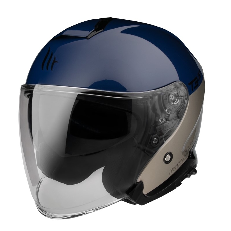 Otvorená prilba na motocykel MT OF504SV Thunder 3 SV Jet Xpert A17 strieborno-modrá