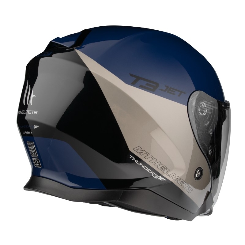 Otvorená prilba na motocykel MT OF504SV Thunder 3 SV Jet Xpert A17 strieborno-modrá