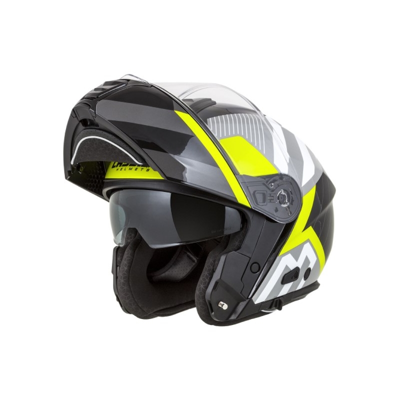 Vyklápacia prilba na motocykel Cassida Modulo 2.0 Profile bielo-sivo-čierno-fluo žltá