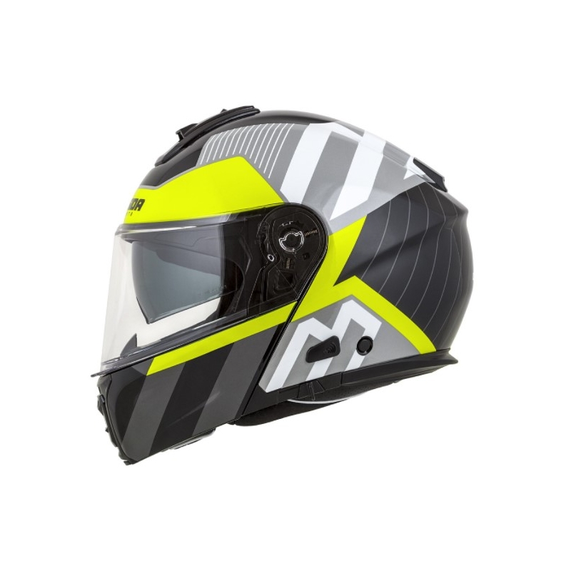 Vyklápacia prilba na motocykel Cassida Modulo 2.0 Profile bielo-sivo-čierno-fluo žltá