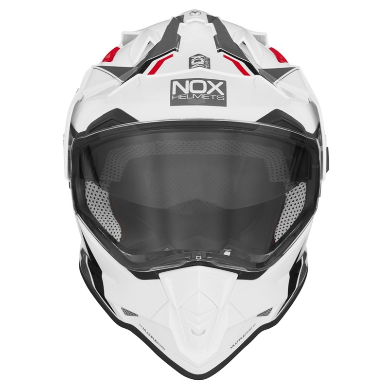 Enduro prilba NOX N312 BLOCK 2022 sivo-červeno-biela výpredaj