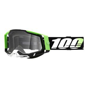 Motokrosové okuliare 100 % RACECRAFT 2 Kalkuta čierno-zelené (číre plexisklo)