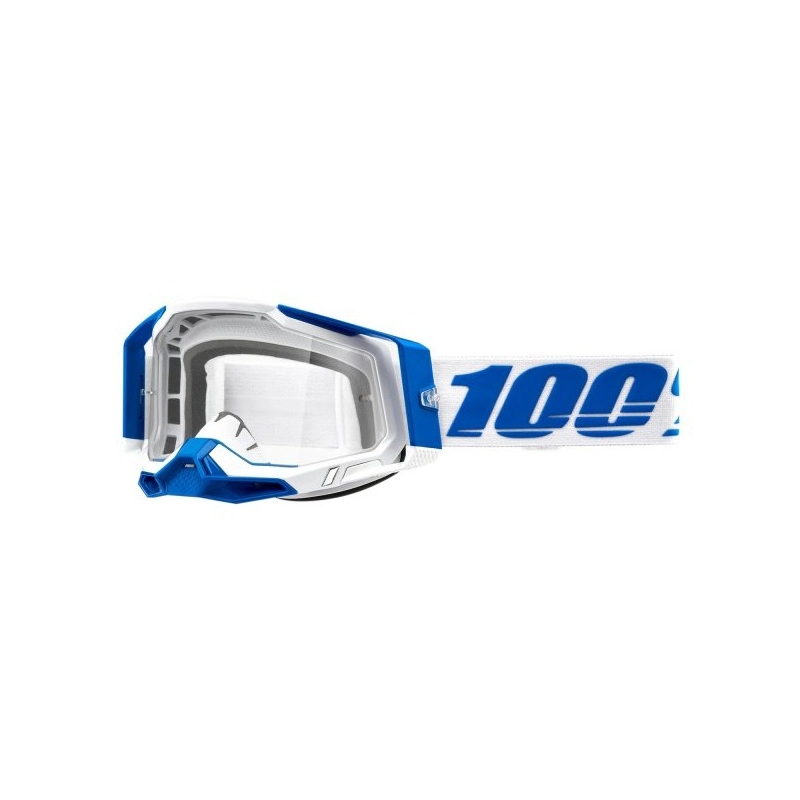 Motokrosové okuliare 100% RACECRAFT 2 Isola modro-biele (číre plexisklo)