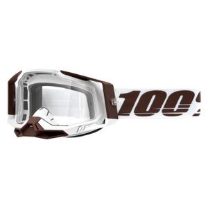 Motokrosové okuliare 100 % RACECRAFT 2 Snowbird hnedo-biele (číre plexisklo)