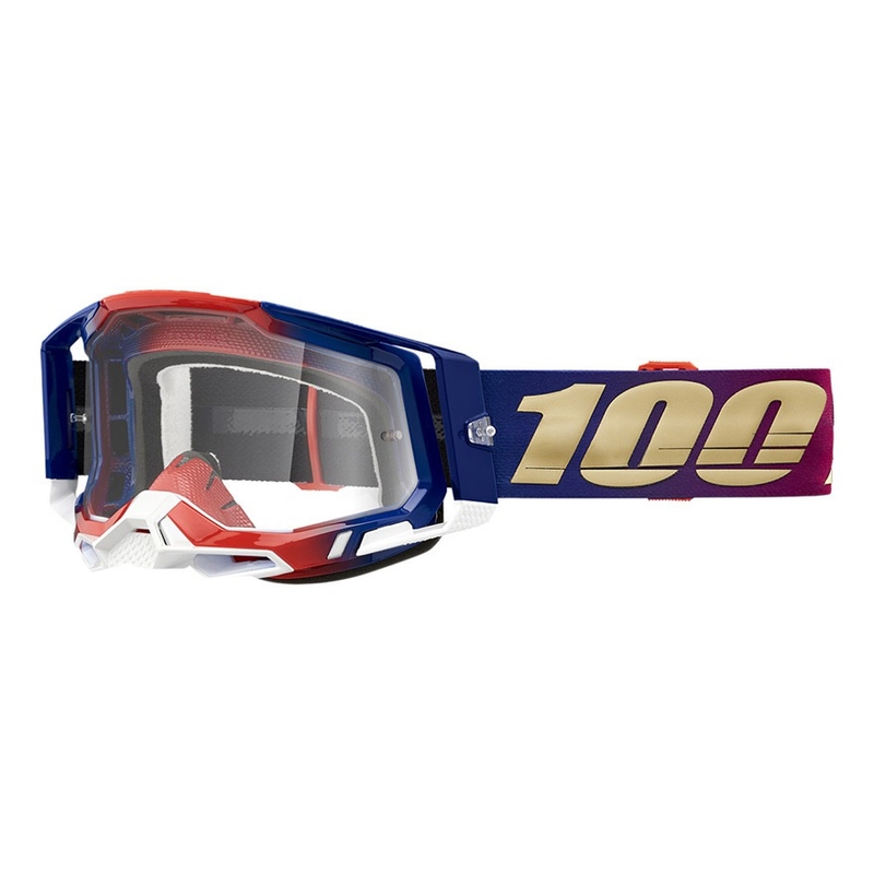 Motokrosové okuliare 100 % RACECRAFT 2 United červeno-modré (číre plexisklo)