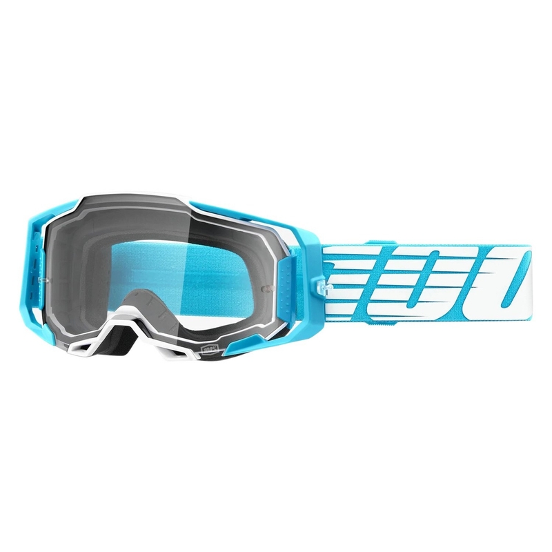 Motokrosové okuliare 100 % ARMEGA Oversized Sky tyrkysové (číre plexisklo)