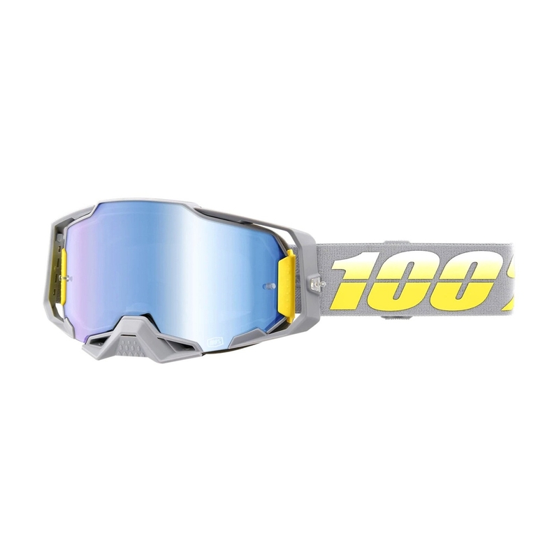 Motokrosové okuliare 100 % ARMEGA Complex žlto-sivé (modré plexisklo)