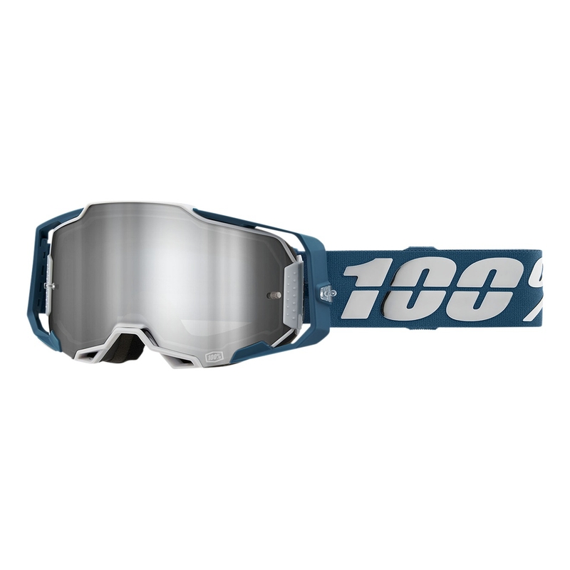 Motokrosové okuliare 100 % ARMEGA Albar šedo-modré (strieborné plexisklo)