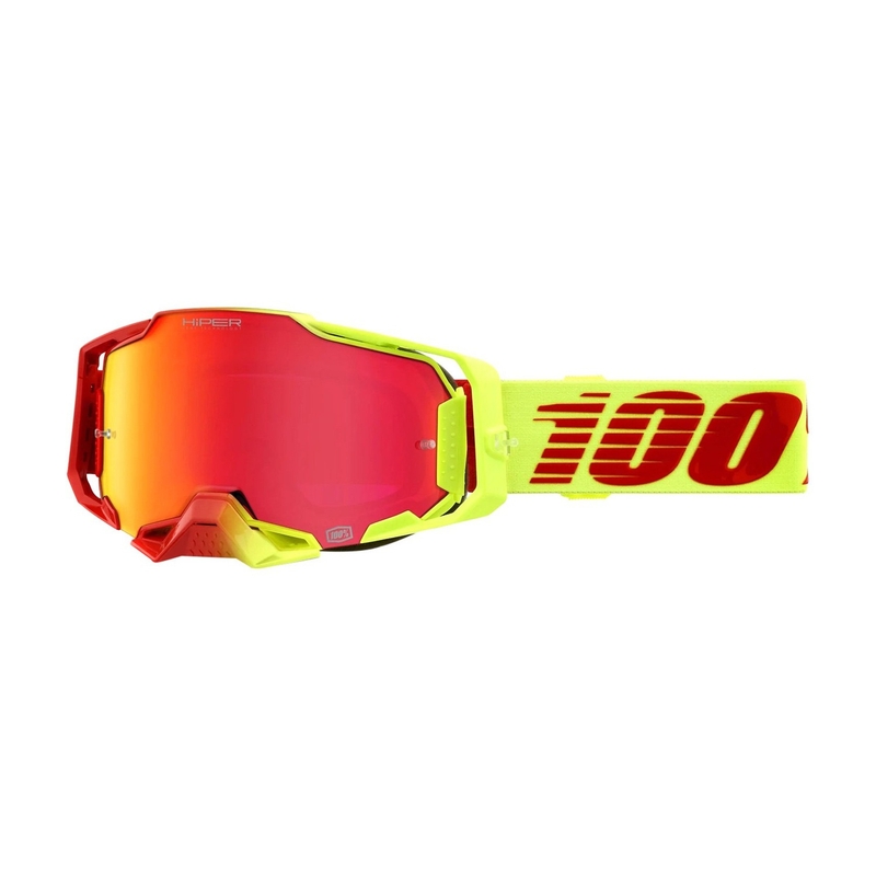 Motokrosové okuliare 100 % ARMEGA Solaris HIPER červeno-žlté (červené plexisklo)