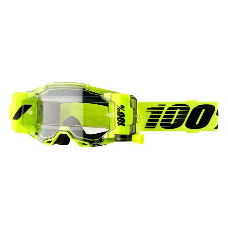 Motokrosové okuliare 100 % ARMEGA FORECAST Nuclear Citrus čierno-fluorescenčno žlté (číre plexisklo)