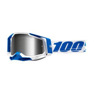 Motokrosové okuliare 100 % RACECRAFT 2 Isola bielo-modré (strieborné plexisklo)