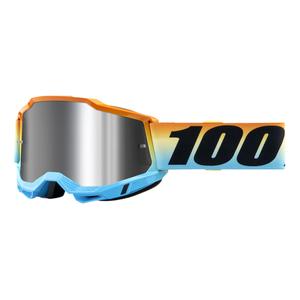 Motokrosové okuliare 100 % ACCURI 2 Sunset modro-žlto-oranžové (strieborné plexisklo)