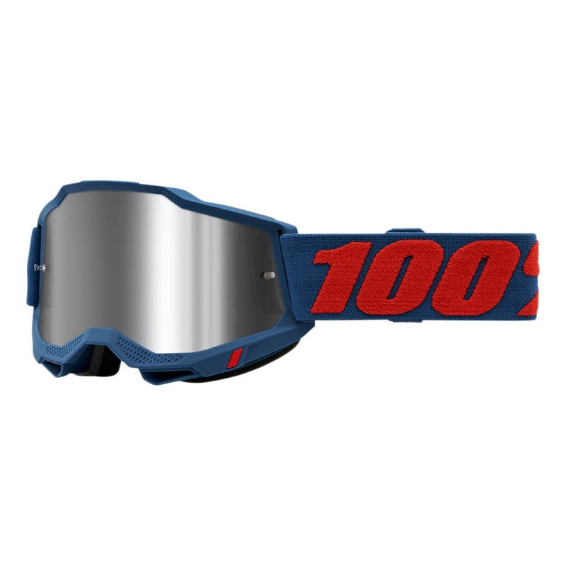 Motokrosové okuliare 100 % ACCURI 2 Odeon červeno-modré (strieborné plexisklo)