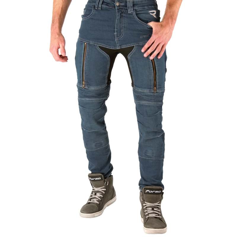 Jeansy na motocykel Street Racer Denim vyprané modré výpredaj