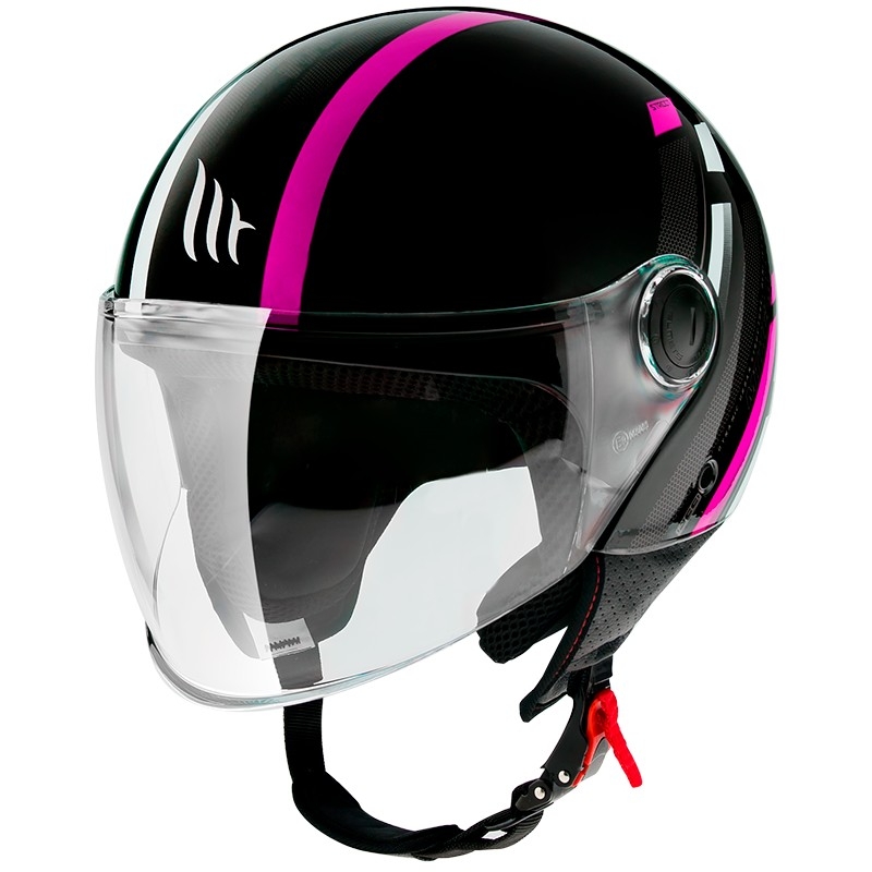 Otvorená prilba na motocykel MT Street Scope D8 čierno-šedo-fluorescenčno ružová lesklá výpredaj