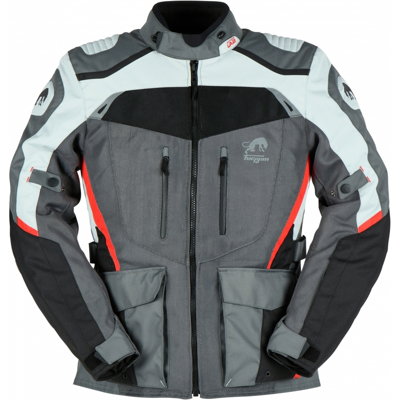 Bunda na motocykel Furygan Apalaches Vented 2 v 1 sivo-červeno-čierna