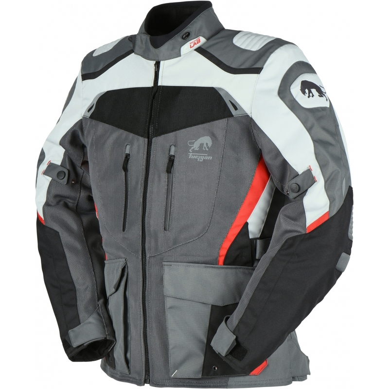 Bunda na motocykel Furygan Apalaches Vented 2 v 1 sivo-červeno-čierna