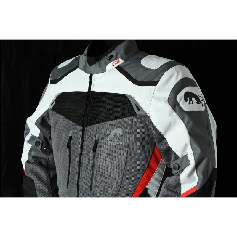 Bunda na motocykel Furygan Apalaches Vented 2 v 1 sivo-červeno-čierna