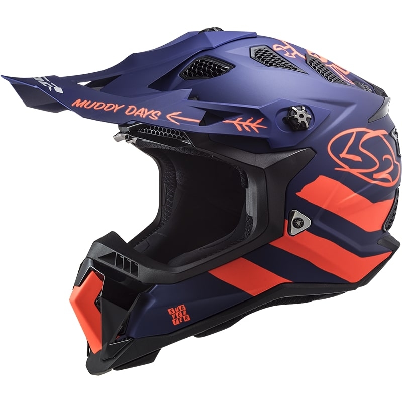 Motokrosová prilba LS2 MX700 Subverter Cargo modro-fluorescenčno oranžová matná