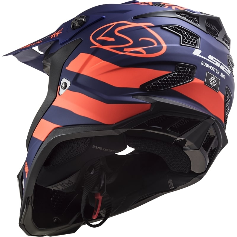 Motokrosová prilba LS2 MX700 Subverter Cargo modro-fluorescenčno oranžová matná