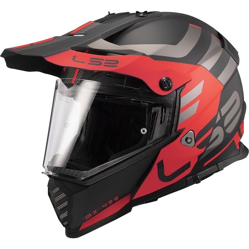 Enduro prilba LS2 MX436 Pioneer Evo Adventurer čierno-červená matná