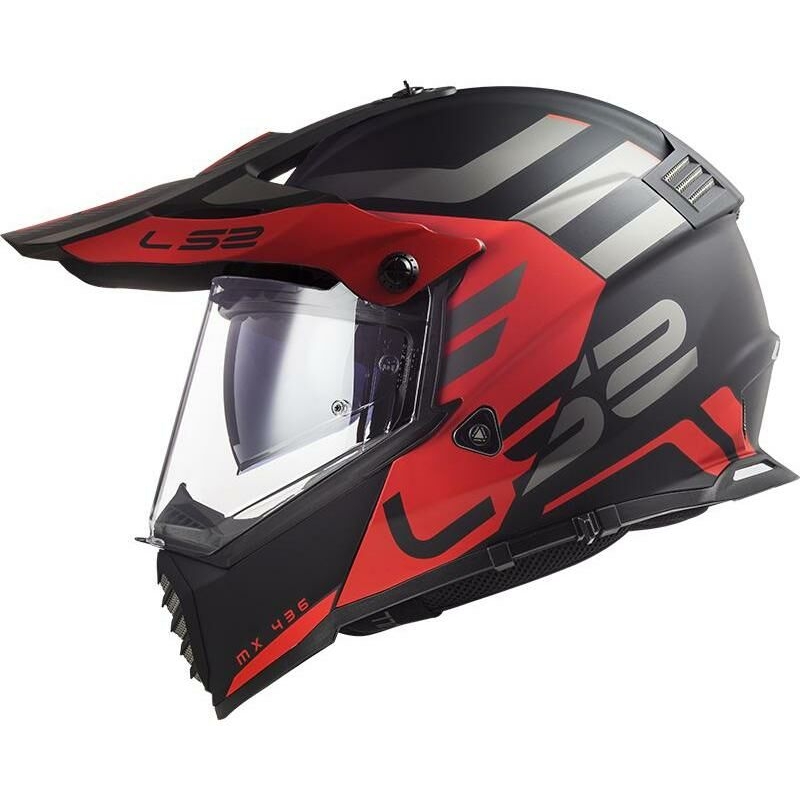 Enduro prilba LS2 MX436 Pioneer Evo Adventurer čierno-červená matná