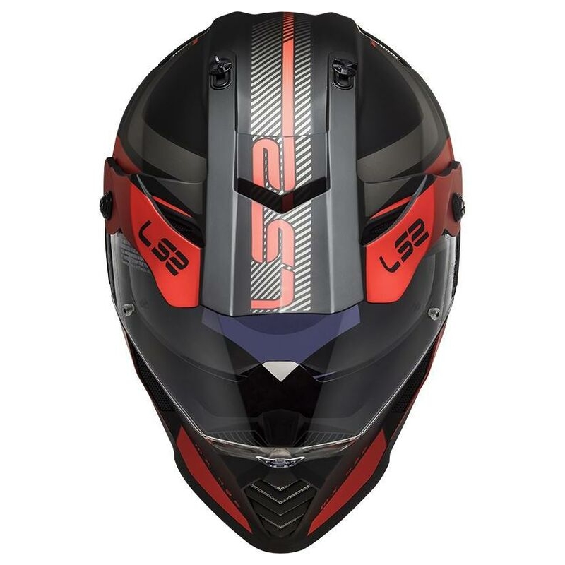 Enduro prilba LS2 MX436 Pioneer Evo Adventurer čierno-červená matná