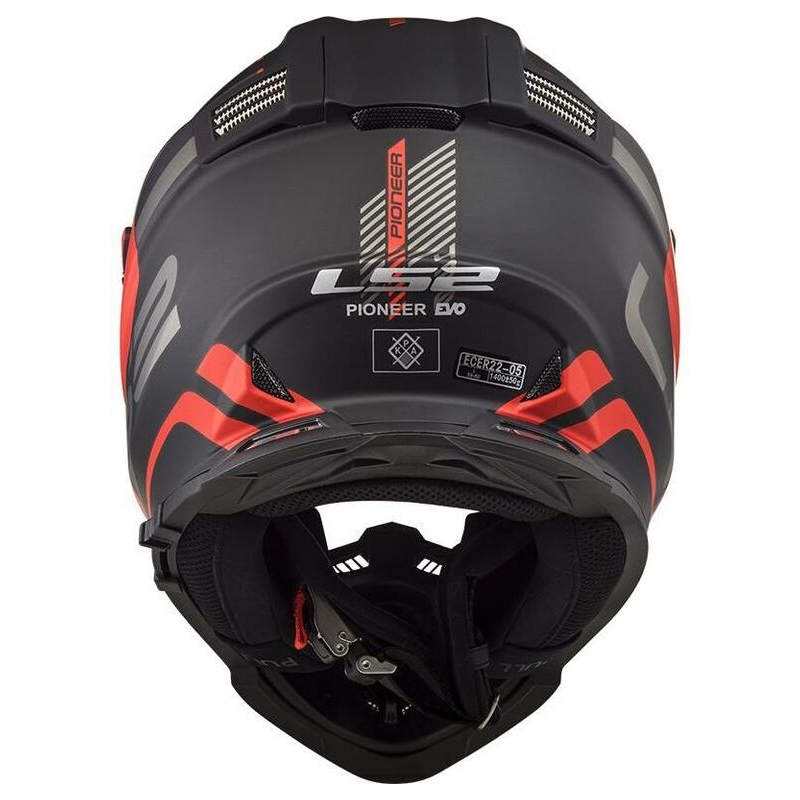 Enduro prilba LS2 MX436 Pioneer Evo Adventurer čierno-červená matná