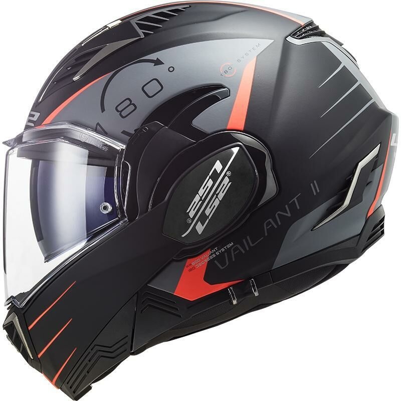 Preklápacia prilba na motocykel LS2 FF900 Valiant II Codex čierno-fluorescenčno červeno-titánová