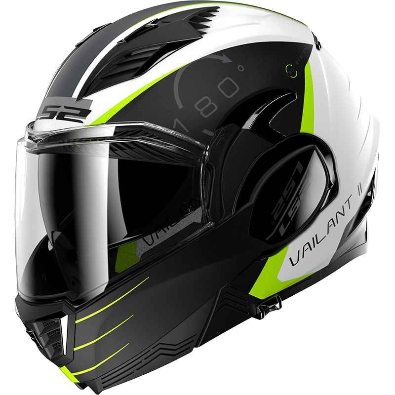 Preklápacia prilba na motocykel LS2 FF900 Valiant II Codex čierno-fluorescenčno žlto-biela
