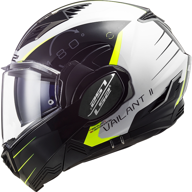 Preklápacia prilba na motocykel LS2 FF900 Valiant II Codex čierno-fluorescenčno žlto-biela