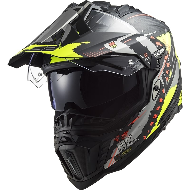 Enduro prilba LS2 MX701 Explorer C Extend čierno-šedo-fluorescenčno žltá