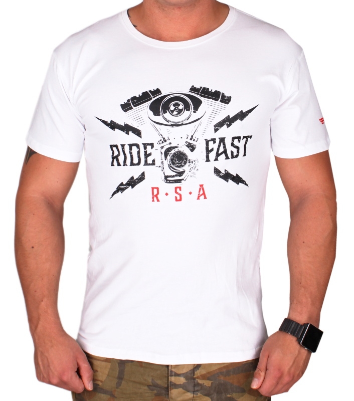 Tričko RSA Ride Fast biele výpredaj Veľkosť: M