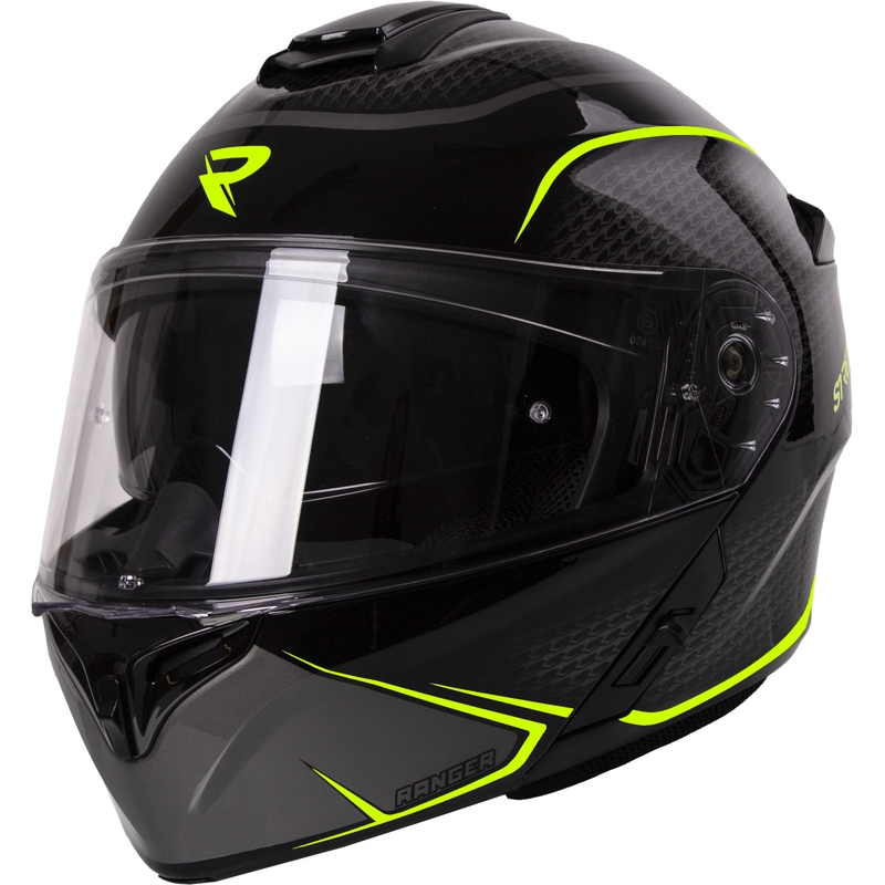 Vyklápacia prilba na motocykel Street Racer Ranger čierno-fluo žltá