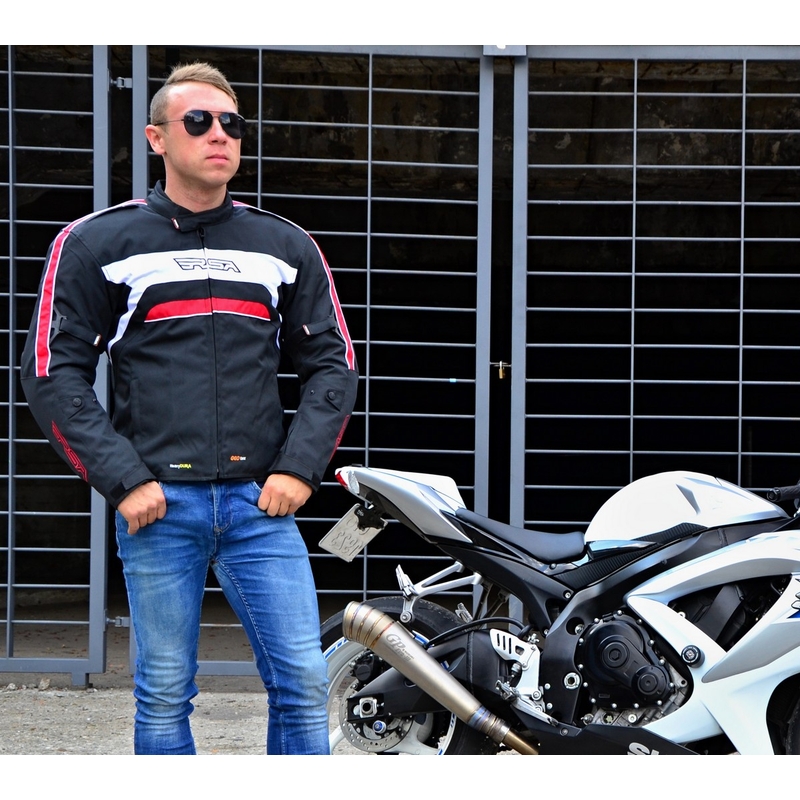 Bunda na motorku RSA Iron čierno-červená vypredaj výpredaj