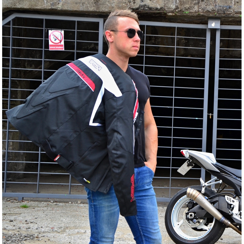 Bunda na motorku RSA Iron čierno-červená vypredaj výpredaj
