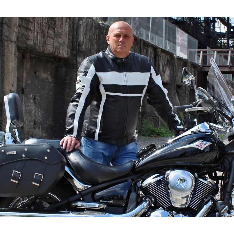 Bunda na motorku Tschul 837 čierno-biela výpredaj
