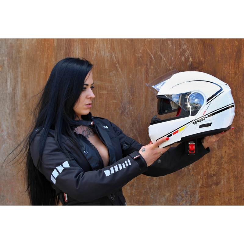 Odklápacia prilba na motocykel RSA TR-01 bielo-čierna vypredaj výpredaj